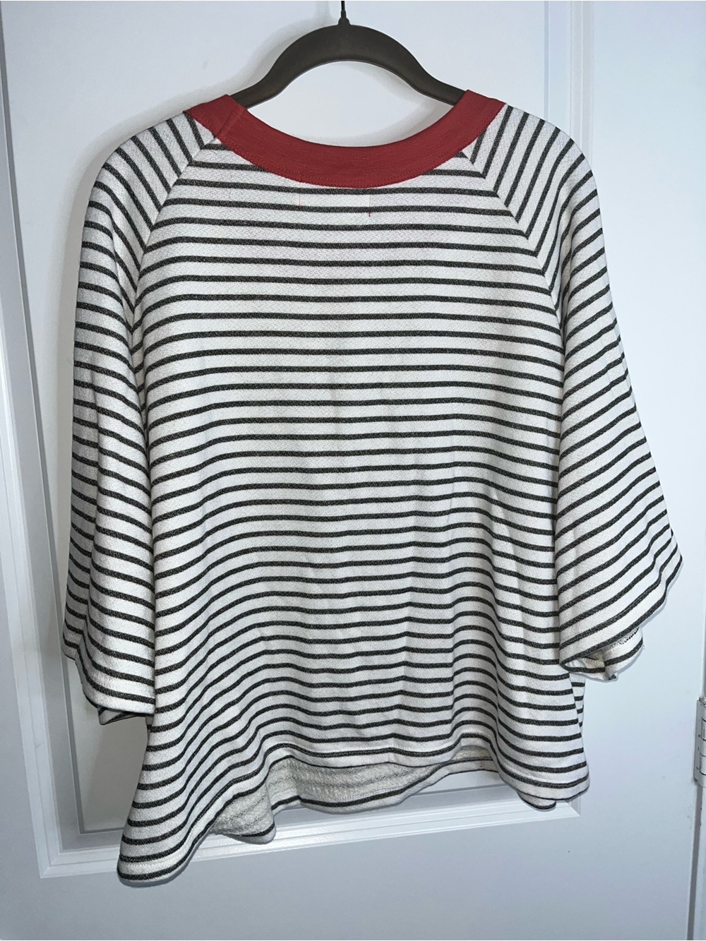 Bucket List Cotton Terry Cloth Lined Striped Cropped Oversize Casual Beach Top L - Picture 4 of 10